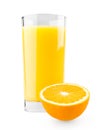 Glass of juice and orange half Royalty Free Stock Photo