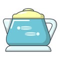 Glass kettle icon, cartoon style