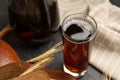 Glass of kvass on table, closeup Royalty Free Stock Photo