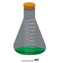 Glass laboratory chemical measuring flasks. with colorful 10ml liquids in realistic vector illustration. Royalty Free Stock Photo