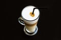Glass Latte on black background Royalty Free Stock Photo