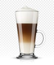 Glass with latte macchiato on transparent background