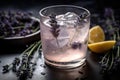 Glass Of Lavender Lemonade With Fresh Flowers. Generative AI