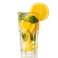 Glass lemonade lemon orange with mint