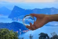 A Glass Lens ball and Lake Lucerne in Horw