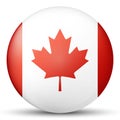 Glass light ball with flag of Canada. Round sphere, template icon. Canadian national symbol. Glossy realistic ball, 3D Royalty Free Stock Photo