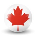 Glass light ball with flag of Canada. Round sphere, template icon. Canadian national symbol. Glossy realistic ball, 3D abstract. Royalty Free Stock Photo