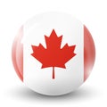 Glass light ball with flag of Canada. Round sphere, template icon. Canadian national symbol. Glossy realistic ball.