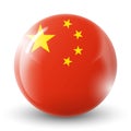 Glass light ball with flag of China. Round sphere, template icon. Chinese national symbol. Glossy realistic ball, 3D abstract Royalty Free Stock Photo