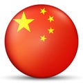 Glass light ball with flag of China. Round sphere, template icon. Chinese national symbol. Glossy realistic ball, 3D Royalty Free Stock Photo