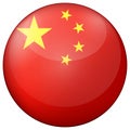 Glass light ball with flag of China. Round sphere, template icon. Chinese national symbol. Glossy realistic ball, 3D Royalty Free Stock Photo