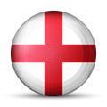 Glass light ball with flag of England. Round sphere, template icon. English national symbol. Glossy realistic ball, 3D