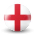 Glass light ball with flag of England. Round sphere, template icon. English national symbol. Glossy realistic ball, 3D