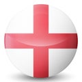 Glass light ball with flag of England. Round sphere, template icon. English national symbol. Glossy realistic ball, 3D