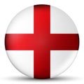 Glass light ball with flag of England. Round sphere, template icon. English national symbol. Glossy realistic ball, 3D