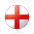 Glass light ball with flag of England. Round sphere, template icon. English national symbol. Glossy realistic ball, 3D