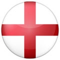 Glass light ball with flag of England. Round sphere, template icon. English national symbol. Glossy realistic ball, 3D