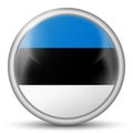 Glass light ball with flag of Estonia. Round sphere, template icon. Estonian national symbol. Glossy realistic ball, 3D abstract.