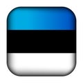 Glass light ball with flag of Estonia. Squared template icon. Estonian national symbol. Glossy realistic cube, 3D