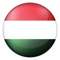 Glass light ball with flag of Hungary. Round sphere, template icon. Hungarian national symbol. Glossy realistic ball, 3D