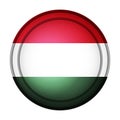 Glass light ball with flag of Hungary. Round sphere, template icon. Hungarian national symbol. Glossy realistic ball, 3D