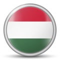 Glass light ball with flag of Hungary. Round sphere, template icon. Hungarian national symbol. Glossy realistic ball, 3D