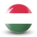 Glass light ball with flag of Hungary. Round sphere, template icon. Hungarian national symbol.