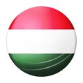 Glass light ball with flag of Hungary. Round sphere, template icon. Hungarian national symbol. Glossy realistic ball, 3D