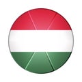 Glass light ball with flag of Hungary. Round sphere, template icon. Hungarian national symbol. Glossy realistic ball, 3D