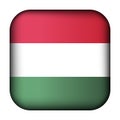 Glass light ball with flag of Hungary. Squared template icon. Hungarian national symbol. Glossy realistic cube, 3D