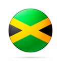 Glass light ball with flag of Jamaica. Round sphere, template icon. Jamaican national symbol. Glossy realistic ball, 3D