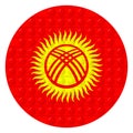 Glass light ball with flag of Kyrgyzstan. Round sphere, template icon. Kyrgyz national symbol. Glossy realistic ball, 3D
