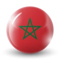 Glass light ball with flag of Morocco. Round sphere, template icon. Moroccan national symbol. Glossy realistic ball, 3D