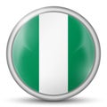 Glass light ball with flag of Nigeria. Round sphere, template icon. Nigerian national symbol. Glossy realistic ball, 3D abstract