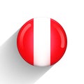 Glass light ball with flag of Peru. Round sphere, template icon. Peruvian national symbol. Glossy realistic ball, 3D