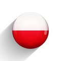 Glass light ball with flag of Poland. Round sphere, template icon. Polish national symbol. Glossy realistic ball, 3D