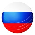 Glass light ball with flag of Russia. Round sphere, template icon. Russian national symbol. Glossy realistic ball, 3D Royalty Free Stock Photo