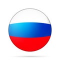 Glass light ball with flag of Russia. Round sphere, template icon. Russian national symbol. Glossy realistic ball, 3D Royalty Free Stock Photo