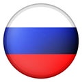 Glass light ball with flag of Russia. Round sphere, template icon. Russian national symbol. Glossy realistic ball, 3D Royalty Free Stock Photo