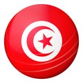 Glass light ball with flag of Tunisia. Round sphere, template icon. Tunisian national symbol. Glossy realistic ball, 3D Royalty Free Stock Photo