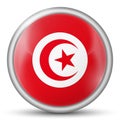 Glass light ball with flag of Tunisia. Round sphere, template icon. Tunisian national symbol. Glossy realistic ball, 3D abstract. Royalty Free Stock Photo