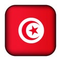 Glass light ball with flag of Tunisia. Squared template icon. Tunisian national symbol. Glossy realistic cube, 3D Royalty Free Stock Photo