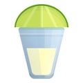 Glass lime tequila icon, cartoon style