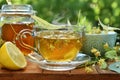 A glass of linden tea with lemon and honey Royalty Free Stock Photo