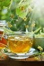 A glass of linden tea with lemon and honey Royalty Free Stock Photo