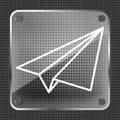 Glass linear paper plane icon