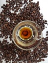 Glass liqueur beans coffeebean coffeeliqueur Royalty Free Stock Photo