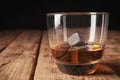 Glass with liquor and whiskey stones