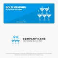 Glass, Love, Heart, Wedding SOlid Icon Website Banner and Business Logo Template