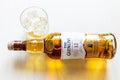 Glass and lying bottle of Glenlivet Scotch whisky Royalty Free Stock Photo